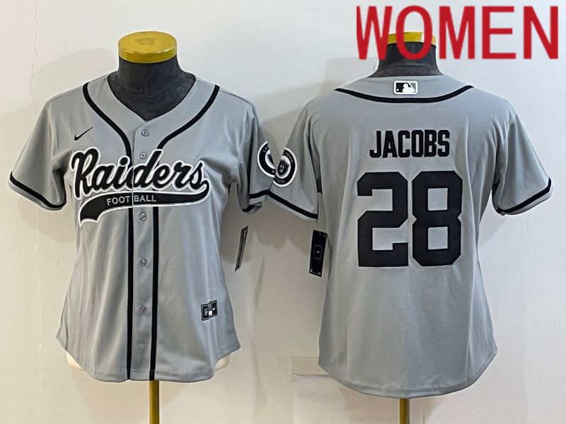 Women Oakland Raiders 28 Jacobs Grey 2022 Nike Co branded NFL Jerseys